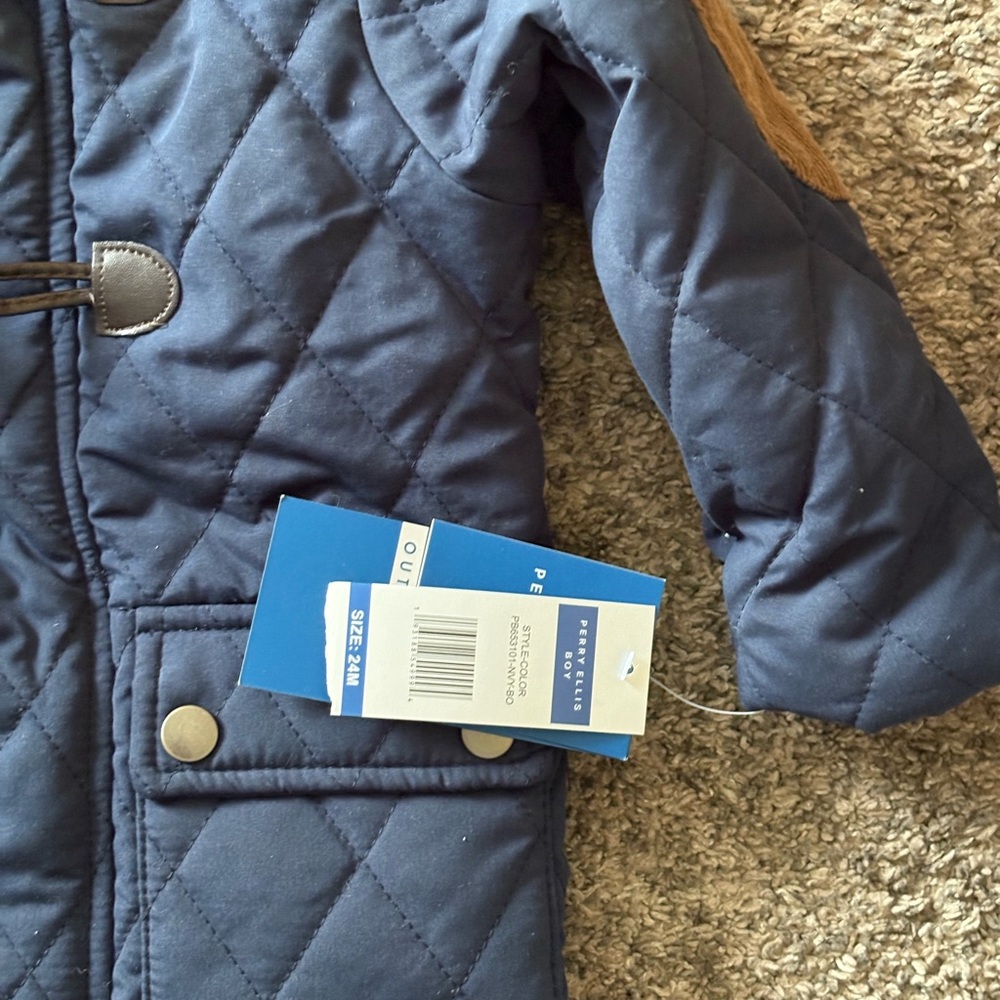 Perry Ellis Kids Navy Quilted Puffer Jacket